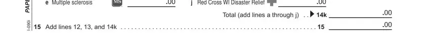 j Red Cross WI Disaster Relief, Total add lines a through j   k, and r o k c e h c P L C R E P A P in Form Wi Z