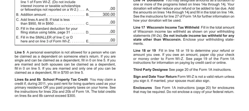 Completing segment 5 in Form Wi Z