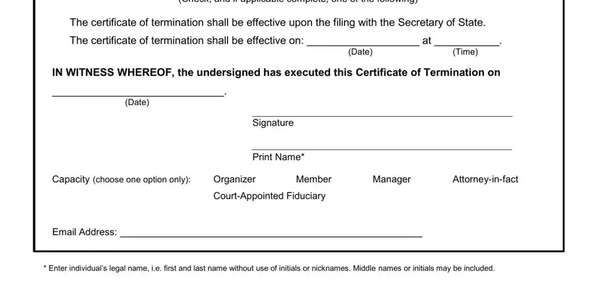 Time, Signature, and Member of ga certificate of termination