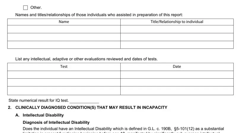 Filling in section 4 in clinical team report guardianship ma