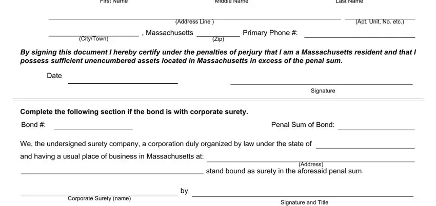 Stage number 5 for completing how to fill out form mpc 801 commonwealth of massachusetts