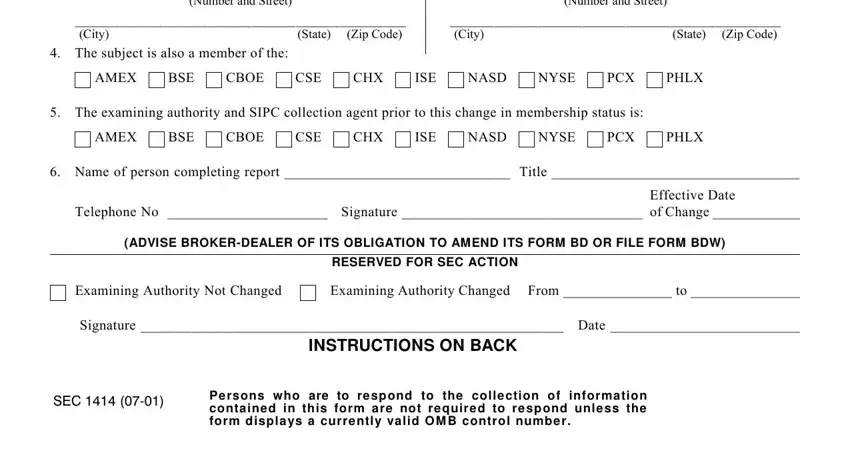 Filling out section 2 of Form X 17A 19