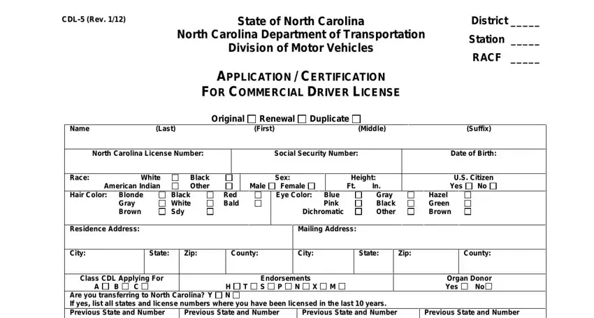 Simple tips to fill in cdl 5 form step 1
