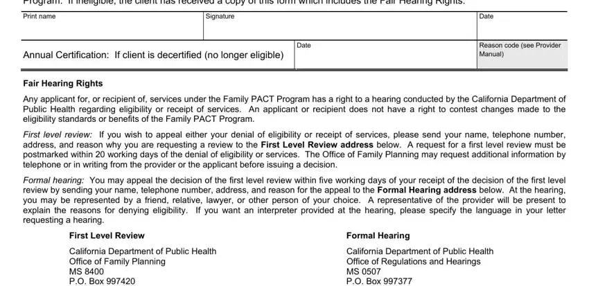 Writing part 5 of Form Cdph 4461