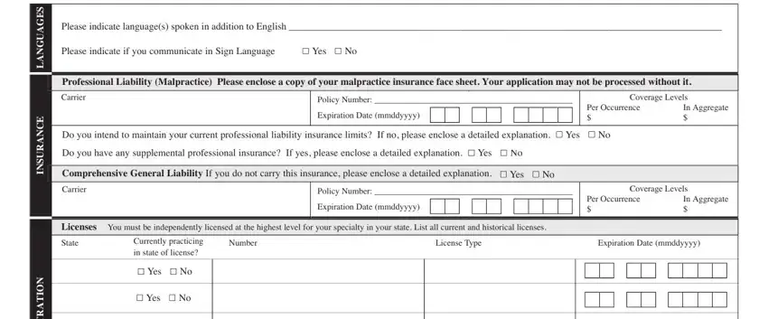 Writing section 3 of multiplan practitioner application form