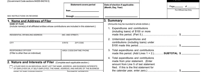 Simple tips to fill out Fppc Form 461 stage 1
