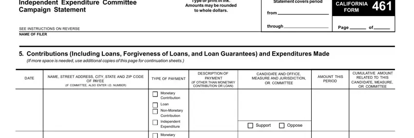 FORM, to whole dollars, and Type or print in ink of Fppc Form 461