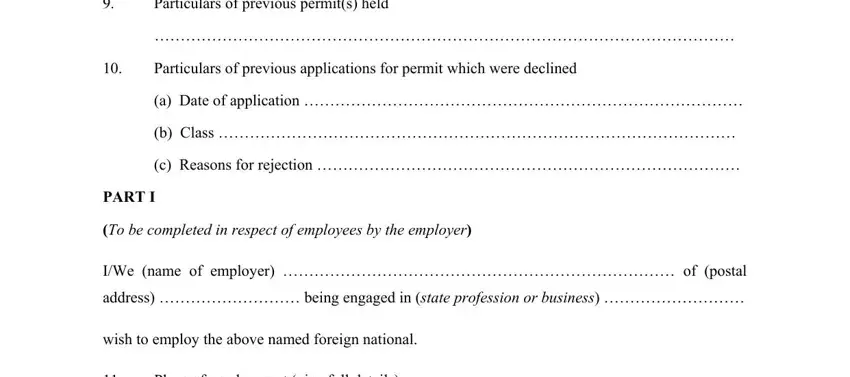 Part # 3 of submitting application form for work permit