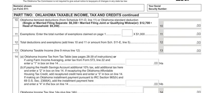 Stage no. 4 for filling in oklahoma form 511 2020