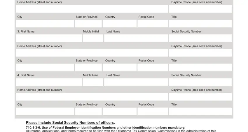 Filling in section 5 of Oklahoma Form Franchise