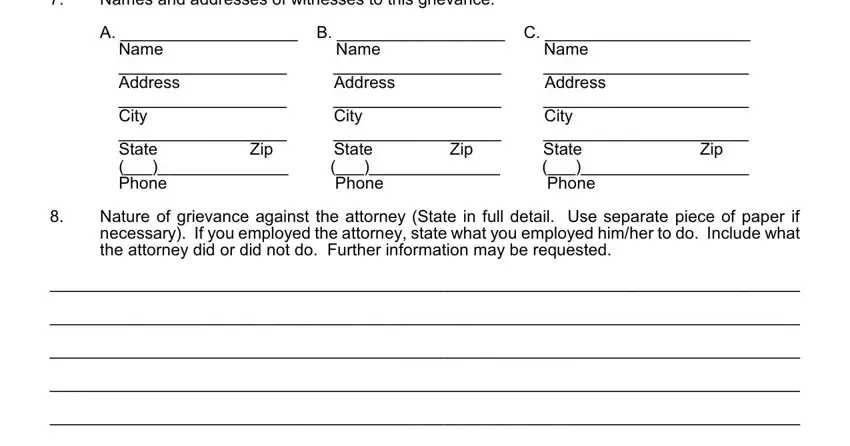 Filling in part 3 in oklahoma bar grievance form