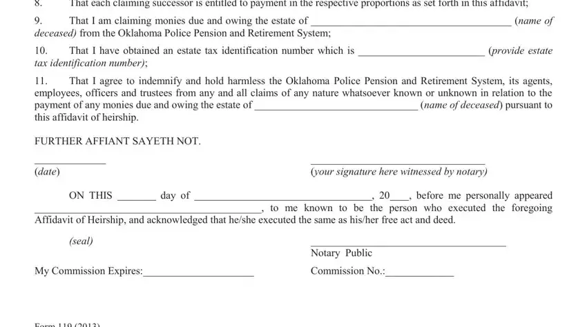 Filling in section 2 in certificate of heirship oklahoma