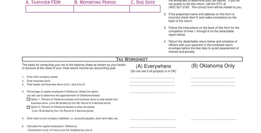 Filling in section 1 of oklahoma form 215 franchise
