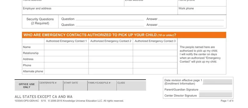 Step number 2 in filling in medication form kindercare