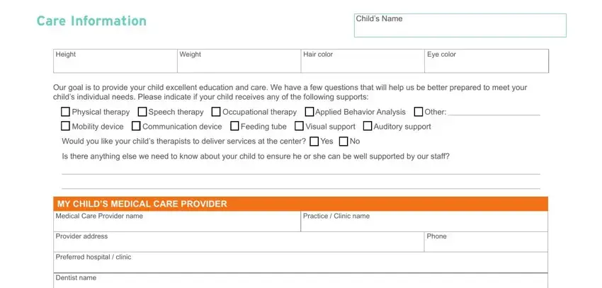 Stage # 3 of completing medication form kindercare