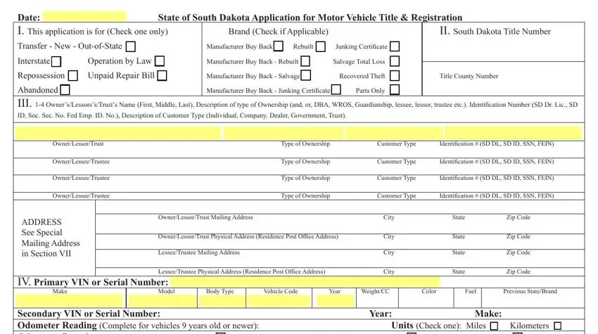 Writing section 1 of sd application registration