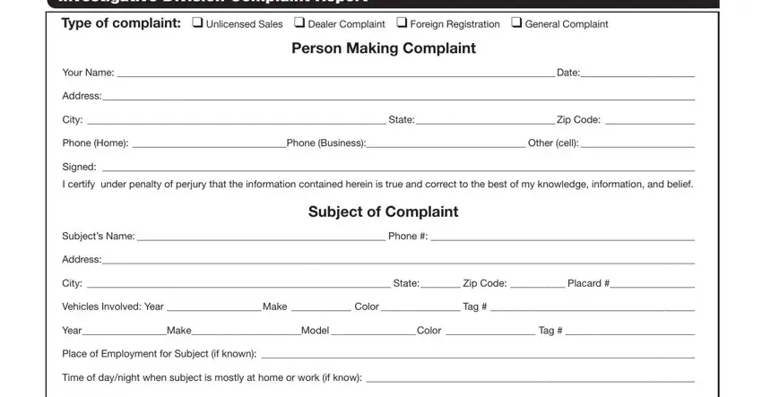 Filling out section 1 in mva 109 form