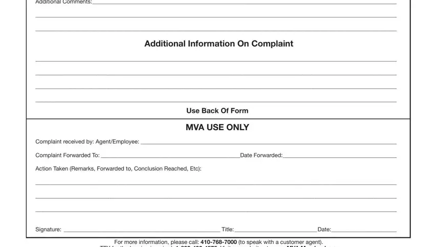 Stage # 2 for filling out mva 109 form