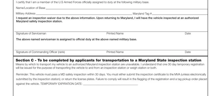 Stage # 2 for submitting mva waiver form