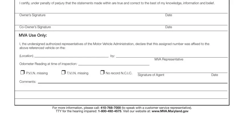 MVA Use Only, Location, and Date in mva reinstatement