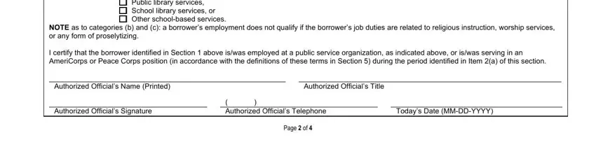 Filling in part 5 in public service loan forgiveness employment certification form