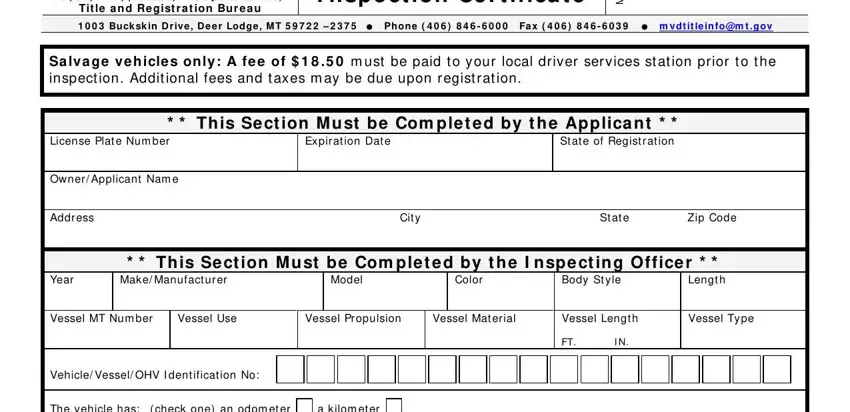 The way to fill out printable mv20 form montana step 1