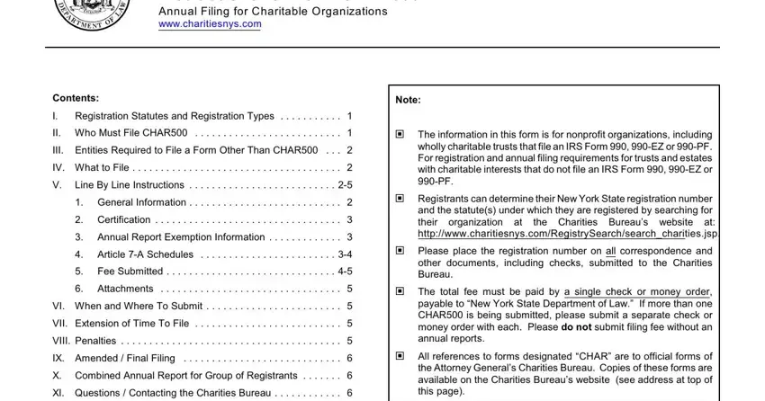 Part no. 1 in filling in instructions char500 filing