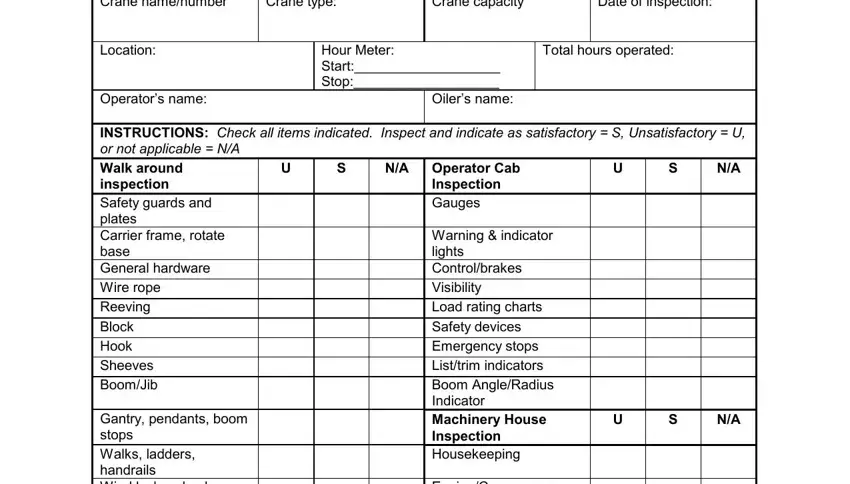 Crane Daily Inspection Checklist Form writing process clarified (part 1)
