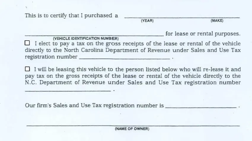 Part no. 1 in completing north carolina mvr 608 form