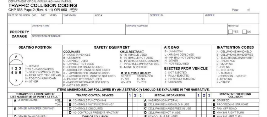 Filling out segment 4 in chp form traffic