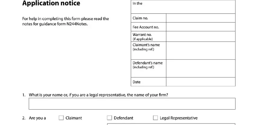 Filling out section 1 of form n244