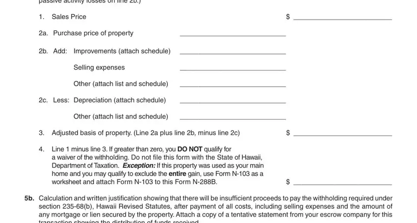 Filling out section 3 of form 288b hi