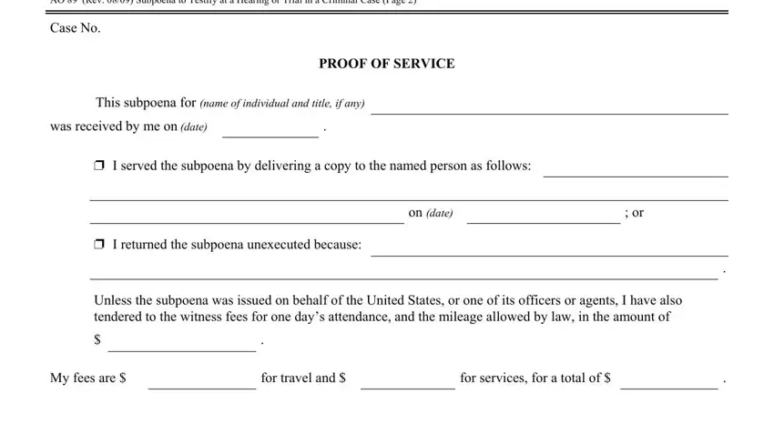 How to fill in subpoena criminal case step 3