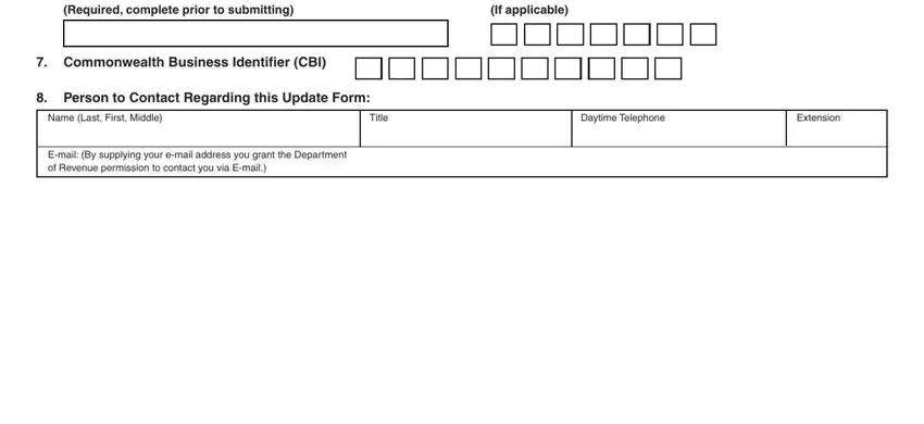 Step no. 2 in filling in Ky 10A104 Form