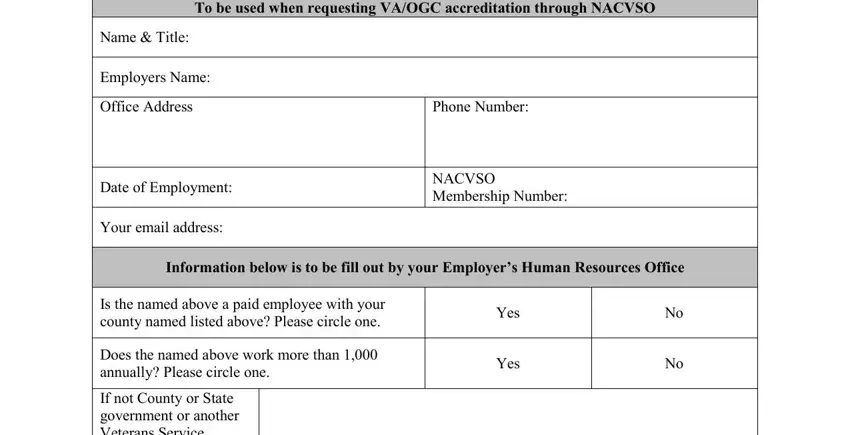 Filling in section 1 of association county nacvso verification