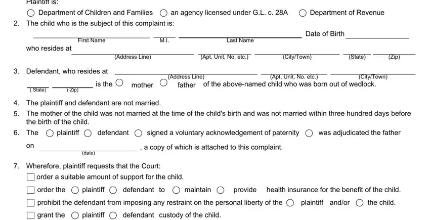 Address Line, Defendant who resides at, and Date of Birth inside Form Cj D 109