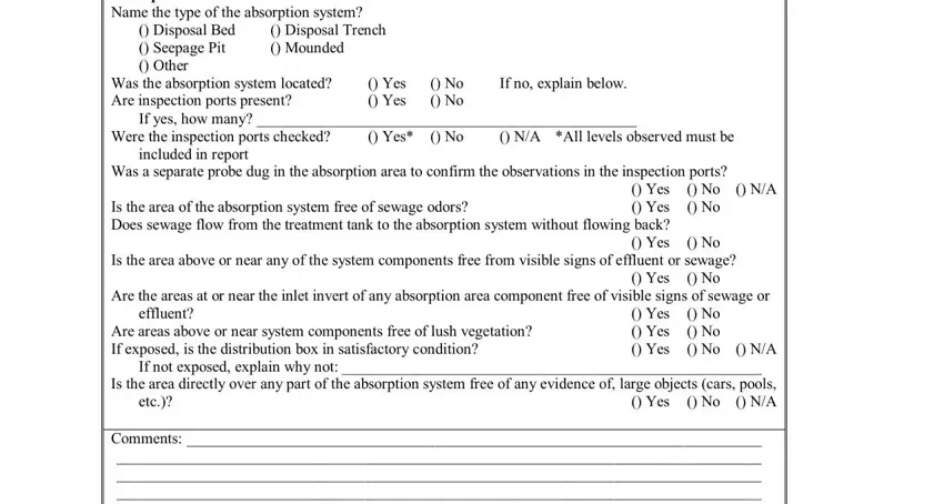 Completing segment 4 in septic inspection form printable