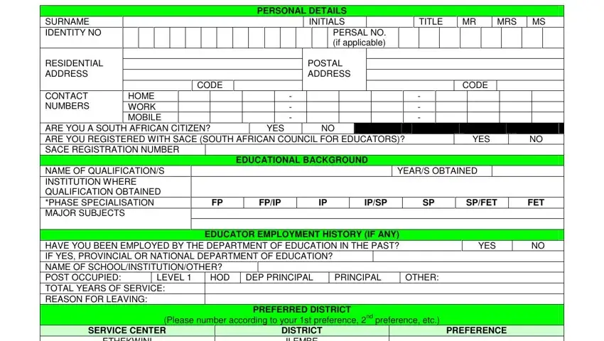 Step # 1 for completing kzn department of education forms