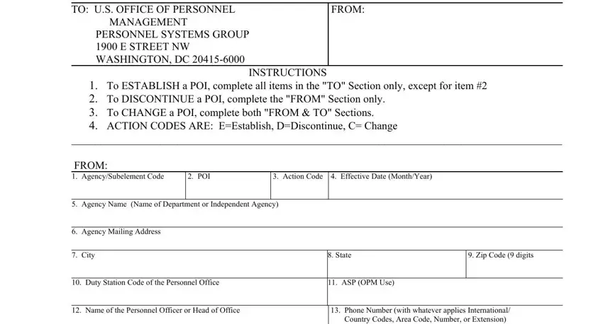 Step no. 1 in filling in Opm Form 1396