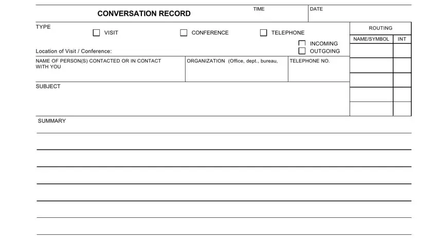 Completing segment 1 in record of conversation pdf