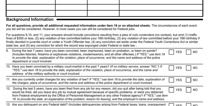 would be fired did you leave any, During the last  years have you, and the charges place of occurrence in Optional Form 306