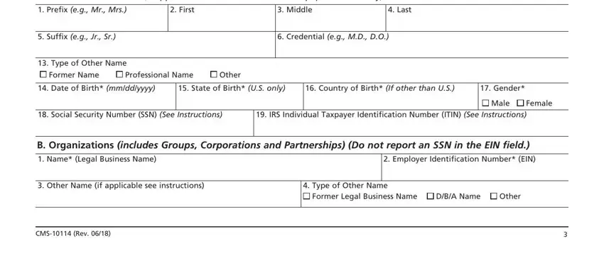 Other Name Information If, Prefix eg Mr Mrs, and State of Birth US only of form npi form