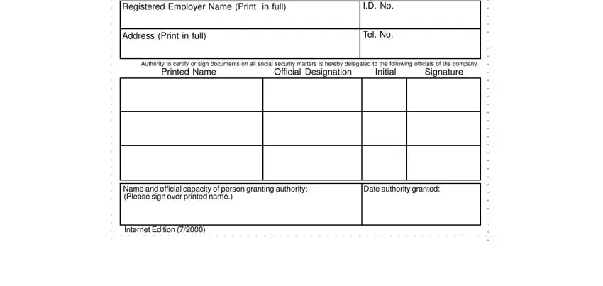 Filling in segment 2 in printable sss company representative identification card pdf