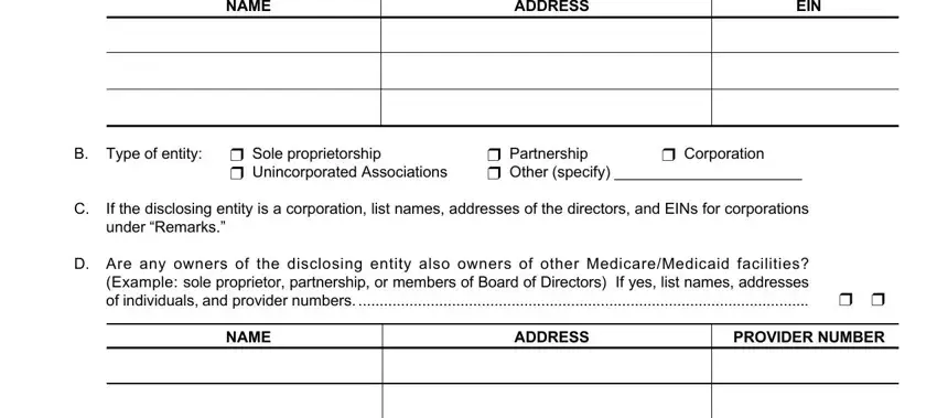 Step number 2 of filling in disclosure of ownership form texas clia