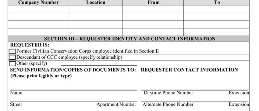 Street Apartment Number Alternate, Company Number, and REQUESTER IS inside REQUESTER