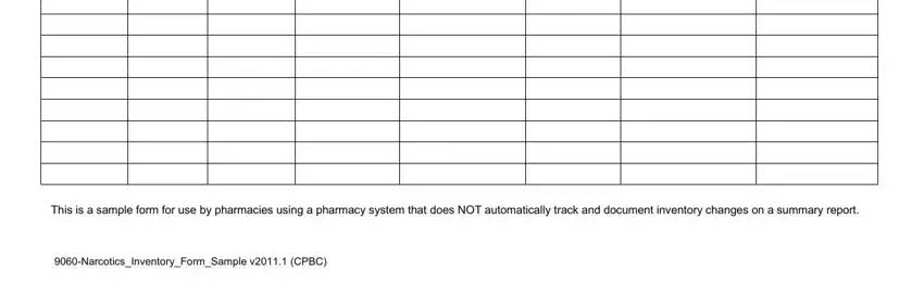 This is a sample form for use by, NarcoticsInventoryFormSample v CPBC, and This is a sample form for use by of INVOICE