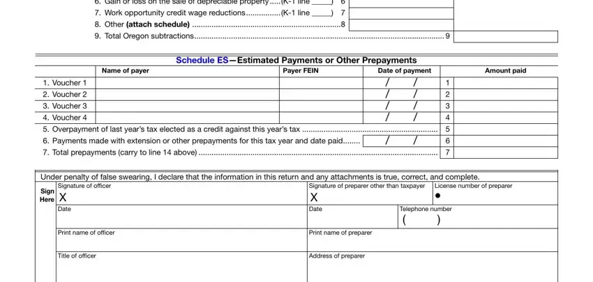 Guidelines on how to fill in Oregon Form 20 S portion 5