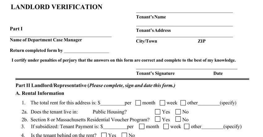 Part # 1 for completing landlord verification form snap