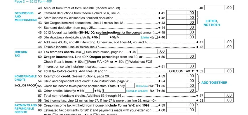 Completing section 4 of Oregon Form 40P