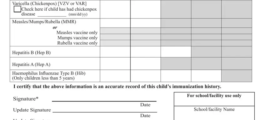 Writing section 2 of oregon immunization records